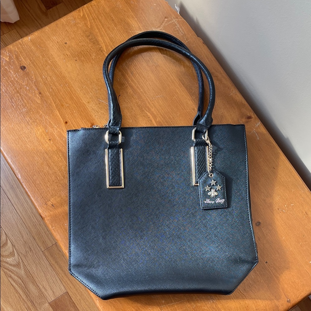 Call it spring Black “Love Bug” Tote Bag